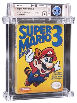 1990 NES Nintendo (USA) "Super Mario Bros. 3" Left Bros (First Production)  Sealed Video Game - WATA 9.2/A